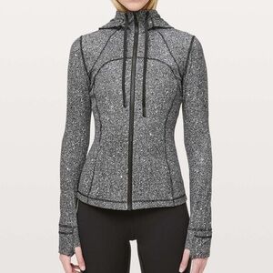 Lululemon Hooded Define Jacket Luminesce Splatter White Black size 8
